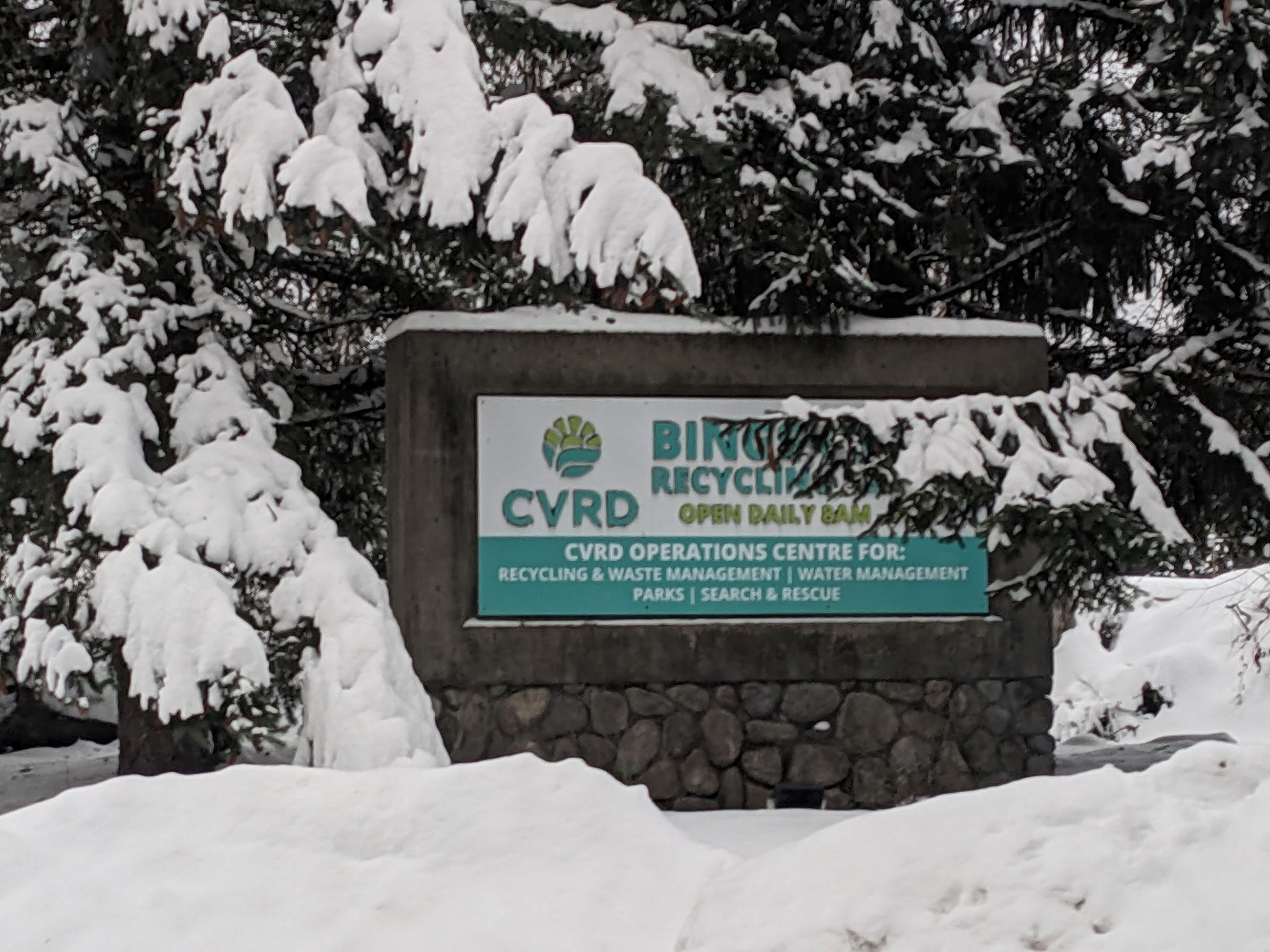 Bings Creek Sign in the Snow