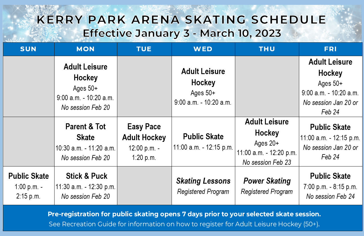 KPRC - Skating Schedule Winter 2023 