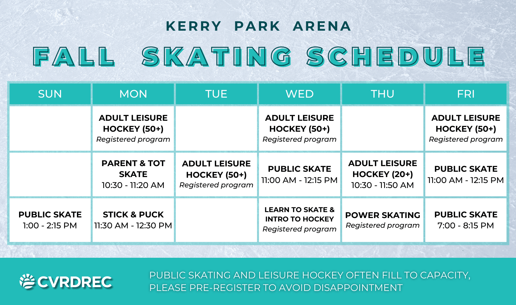 Fall 2024 Skating Schedule